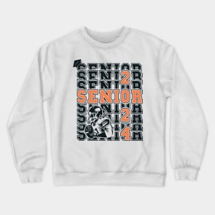 Senior Football Player Grad Retro Sport Tipography 2024 Graduation Crewneck Sweatshirt